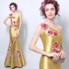 One-shoulder Embroidery Mermaid Evening Dress