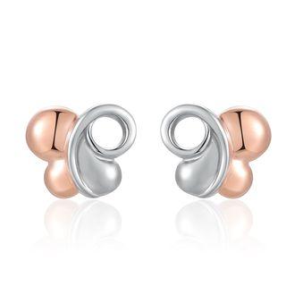925 Sterling Silver Two Tone Plated Butterfly Earrings