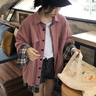 Mock-two Piece Reversible Plaid Jacket