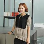 Knit-panel Ruched Blouse