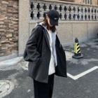 Mock Two-piece Hooded Blazer Dark Gray - One Size