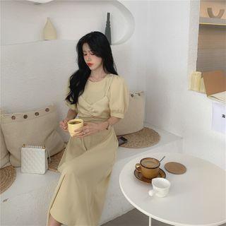 Fake Two Piece Puff-sleeved Dress