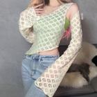 Set: Long-sleeve Asymmetrical Cutout T-shirt + One-shoulder Camisole Top