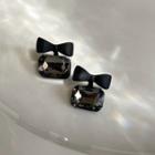Alloy Bow Faux Crystal Earring 1 Pair - Black - One Size