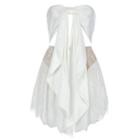 Strapless Tie-front Cutout Tasseled A-line Dress