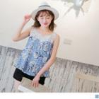 Sleeveless Lace Panel Floral Print Top