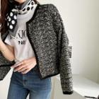 Piped Tweed Open Jacket