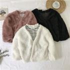 Fleece Open Front Jacket / Printed Long-sleeve T-shirt