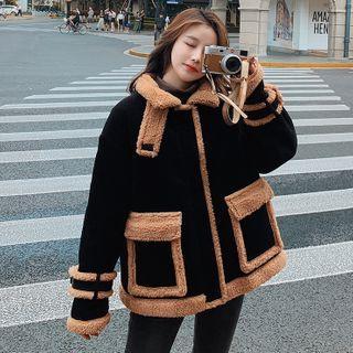 Fleece Trim Corduroy Zip Jacket