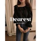 Frilled-collar Bell-sleeve Top One Size