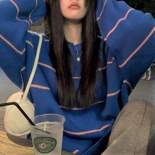 Striped Sweater Dark Blue - One Size