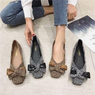 Bow Houndstooth Square-toe Flats