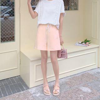 Plain Slit Wide Leg Sweat Pants