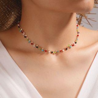 Faux Crystal Alloy Choker 15667 - 1 Pc - Red & Blue - One Size