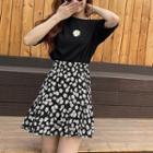 Floral A-line Skirt Black - One Size
