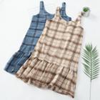 Plaid Ruffle-hem Jumper Dress