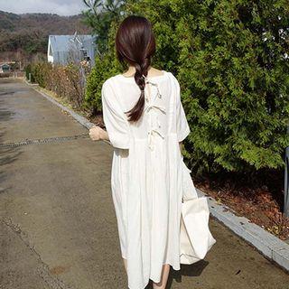 Lace-up Back Elbow-sleeve Dress