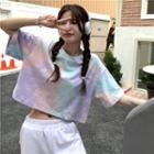 Short-sleeve Tie-dyed Cropped Shirt