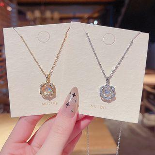 Flower Rhinestone Stainless Steel Necklace