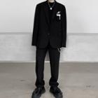 Set: Pocket Detail Single-breasted Blazer + Straight-fit Pants