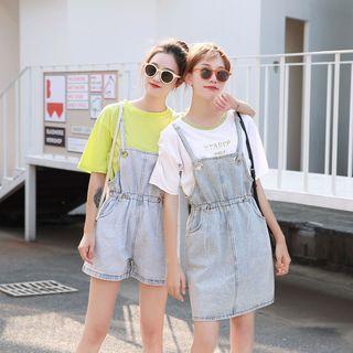 Spaghetti Strap Denim Jumper Shorts / Jumper Dress