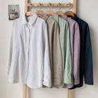 Long-sleeve Plain Shirt In 2 Designs