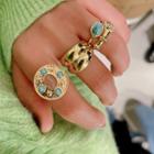 Set Of 4: Turquoise / Alloy Ring (various Designs) 3250 - Set Of 4 - Gold - One Size