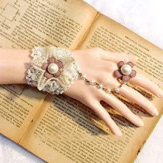 Flower Ring Panel Star Gloves Off-white - One Size