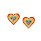Heart Earring E1119 - 1 Pair - Love Heart - Red & Yellow & Green - One Size