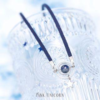 Planet Bead Pendant Choker Navy Blue - One Size