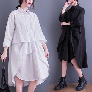 Long-sleeve Irregular A-line Shirtdress