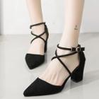 Strappy Chunky Heel Pointy Pumps
