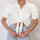 Short-sleeve Tie-front Crop Shirt