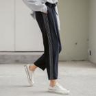 Contrast Trim Drawstring Cropped Pants Black - One Size