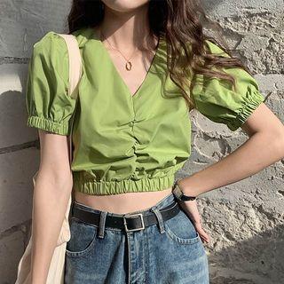 Drawstring Cropped Off-shoulder Top