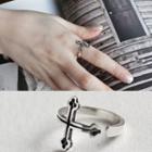 Cross Open Ring Adjustable - Silver - One Size