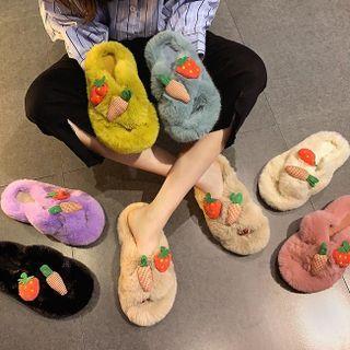 Strawberry Accent Fluffy Slippers