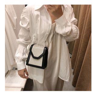 Patent Rhinestone Panel Crossbody Bag