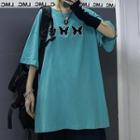 Couple Matching Short Sleeve Butterfly Embroidered T-shirt