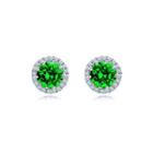 Fashion And Simple May Birthstone Green Cubic Zirconia Stud Earrings Silver - One Size