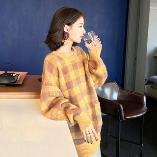 Loose-fit Pocket Plaid Sweater