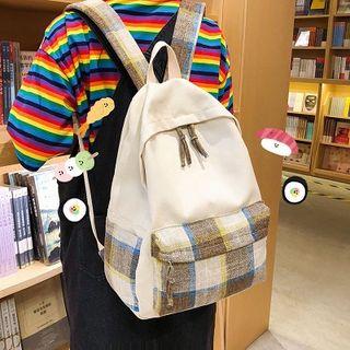 Retro Patterened Pocket Canvas Backpack