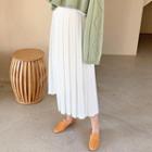 Accordion-pleat Long Wrap Skirt