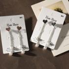 Rhinestone Heart Faux Pearl Fringed Earring