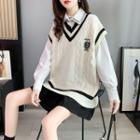V-neck Logo Embroidered Sweater Vest