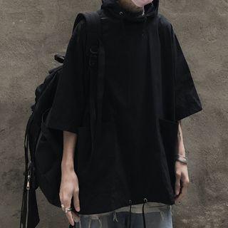 3/4-sleeve Pocketed Hoodie