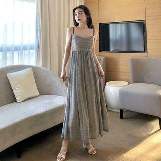 Spaghetti Strap Maxi Glitter Dress