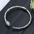 Faux Gemstone Bamboo Alloy Open Bangle Cp626 - Silver - One Size