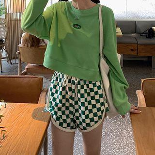 Round-neck Crop Sweatshirt