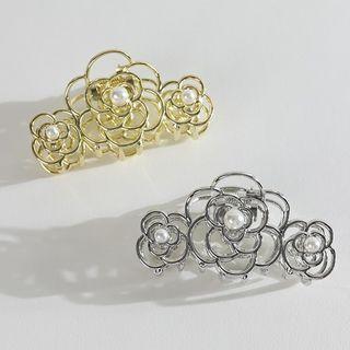 Flower Faux Pearl Alloy Hair Clamp